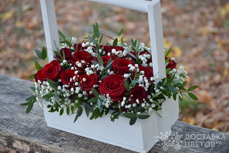 Ящик с цветами "Осенняя роза"